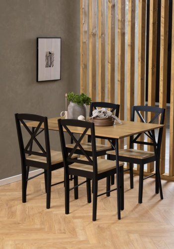 ACT NORDIC Peru spisebord, rektangulr - natur vild eg melamin og sort stl (120x80)