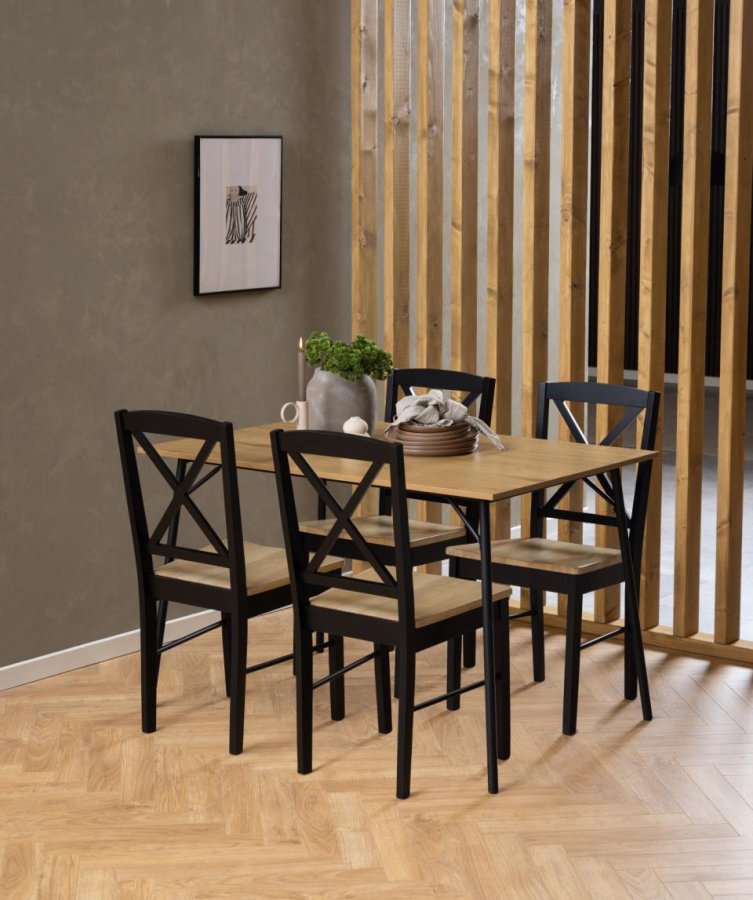 ACT NORDIC Peru spisebord, rektangulr - natur vild eg melamin og sort stl (120x80)