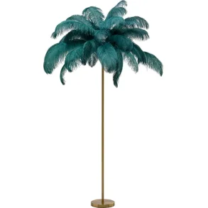 KARE DESIGN Feather Palm gulvlampe - grn strudsefjer og messing stl