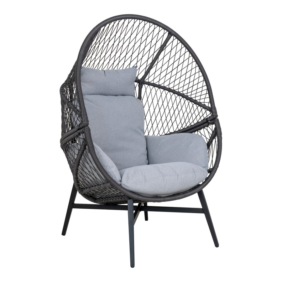 HOUSE NORDIC Loungestol, polyrattan, sort, inkl. hynder