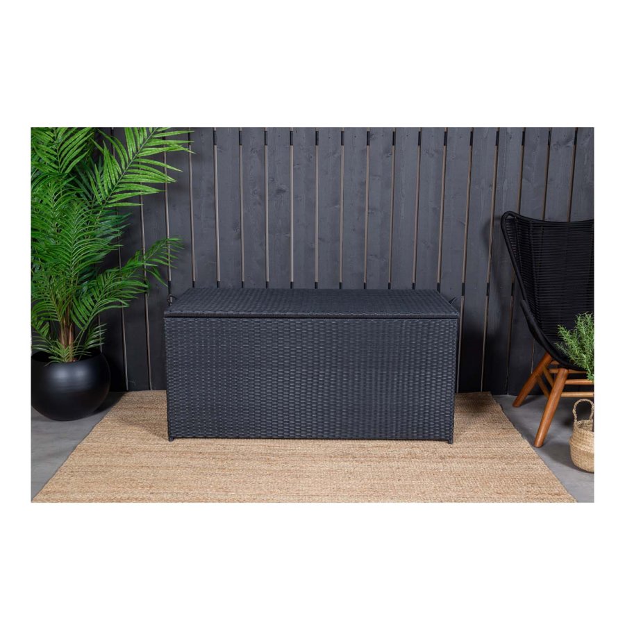 VENTURE DESIGN rektangulr London udendrs hyndeboks - sort rattan og stl 