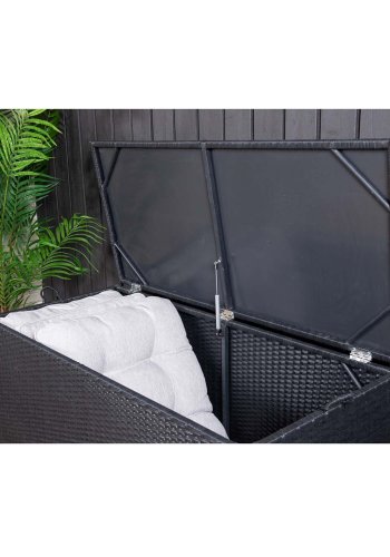 VENTURE DESIGN rektangulr London udendrs hyndeboks - sort rattan og stl 