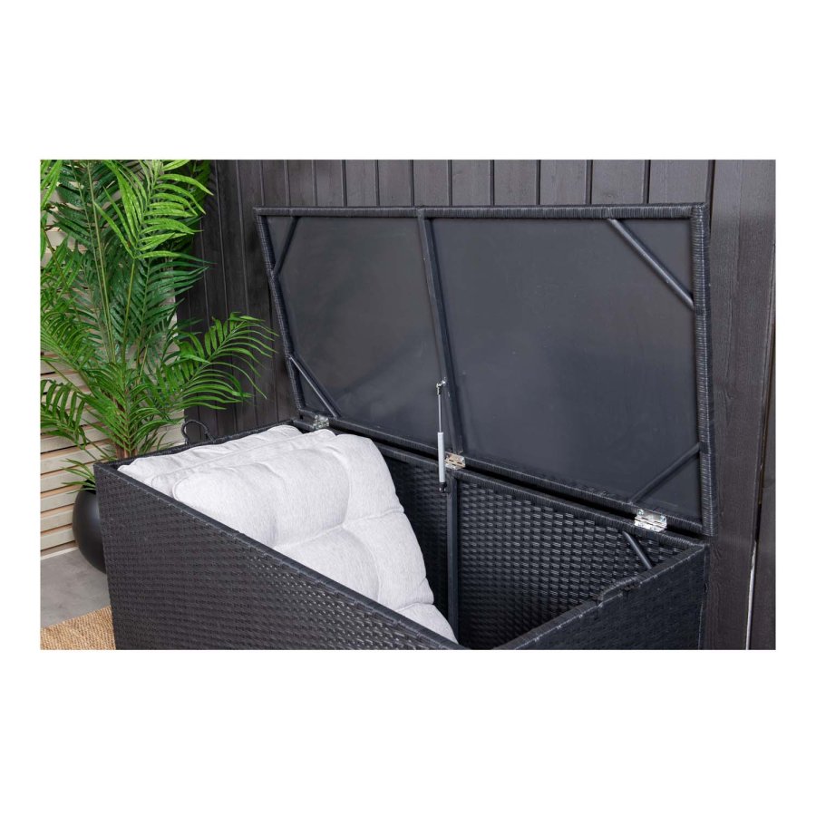 VENTURE DESIGN rektangulr London udendrs hyndeboks - sort rattan og stl 