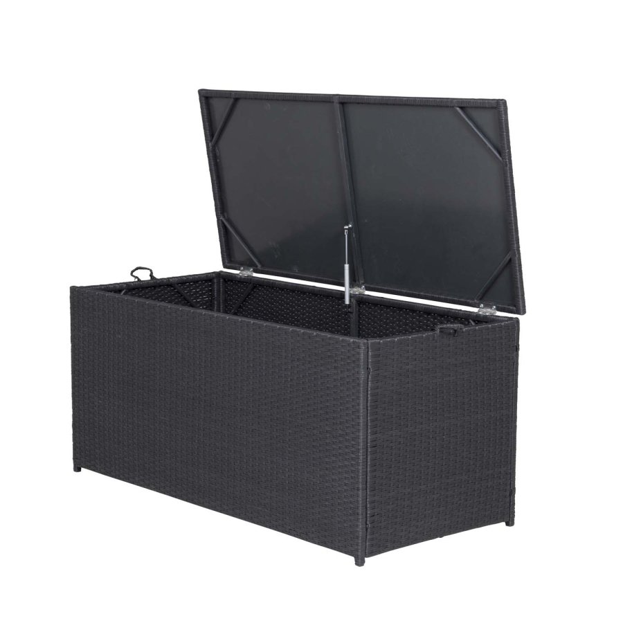 VENTURE DESIGN rektangulr London udendrs hyndeboks - sort rattan og stl 