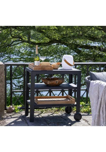 HOUSE NORDIC Serveringsvogn, aluminium/nonwood, sort, 3 hylder