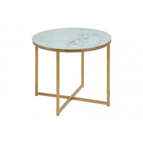 ACT NORDIC Alisma hjrnebord - hvid/guld marmorpapir/metal, rund (50)