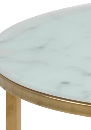 ACT NORDIC Alisma hjrnebord - hvid/guld marmorpapir/metal, rund (50)