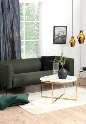 ACT NORDIC Alisma hjrnebord - hvid/guld marmorpapir/metal, rund (50)