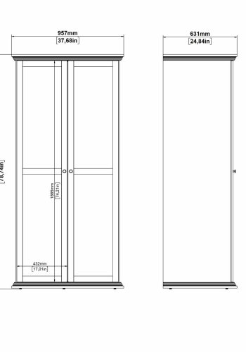 TVILUM North Garderobeskab, Mat Sort, 95,7 x 63,1 x 200 cm