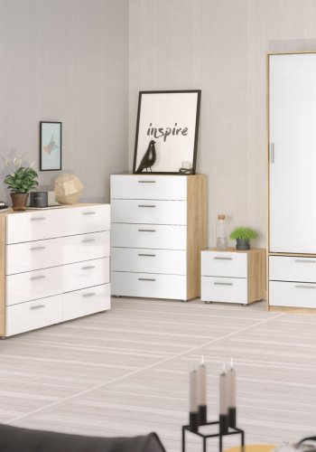 TVILUM Pepe natbord - egetrsstruktur/hvid hjglans, m. 2 skuffer 