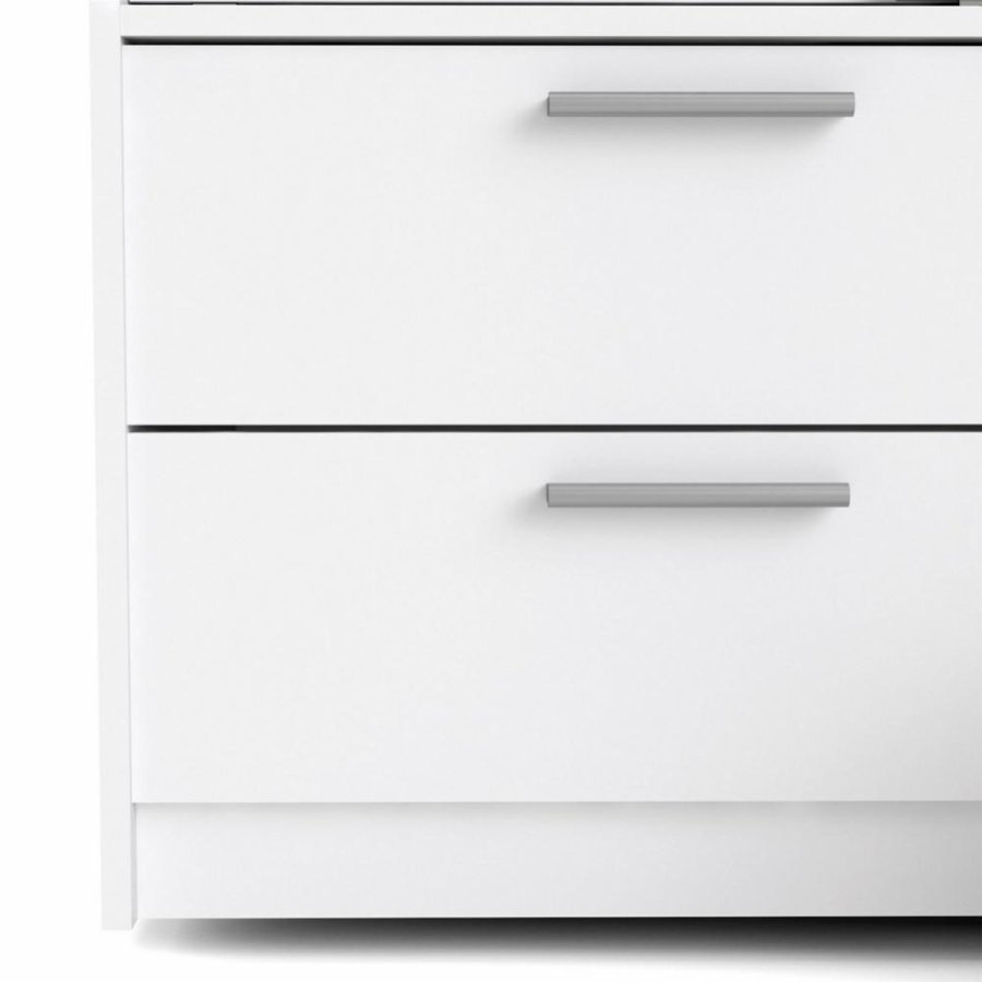 TVILUM Line garderobeskab, m. 2 skydelger og 4 skuffer - hvid folie