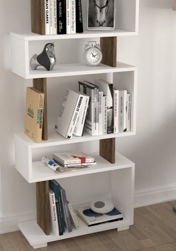 FUNZI LIVING Blok bogreol - hvid og valnddefarvet melamin