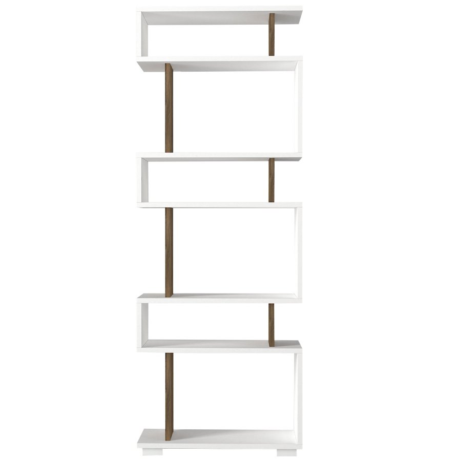 FUNZI LIVING Blok bogreol - hvid og valnddefarvet melamin