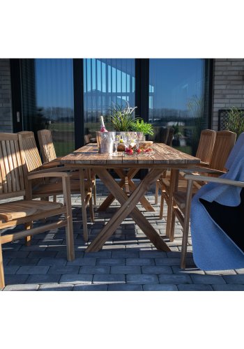 HOUSE NORDIC Murcia spisebord med krydsben - natur genbrugs teaktr, rektangulr (200x90)