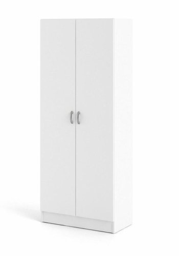 TVILUM garderobeskab, m. 2 lger og 5 hylder - hvid folie