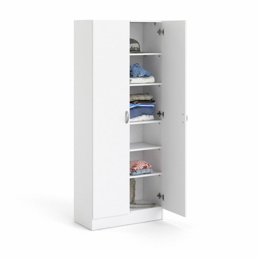 TVILUM garderobeskab, m. 2 lger og 5 hylder - hvid folie