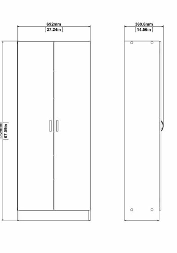 TVILUM garderobeskab, m. 2 lger og 5 hylder - hvid folie