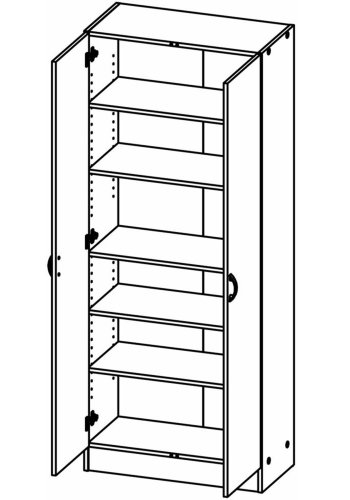 TVILUM garderobeskab, m. 2 lger og 5 hylder - hvid folie