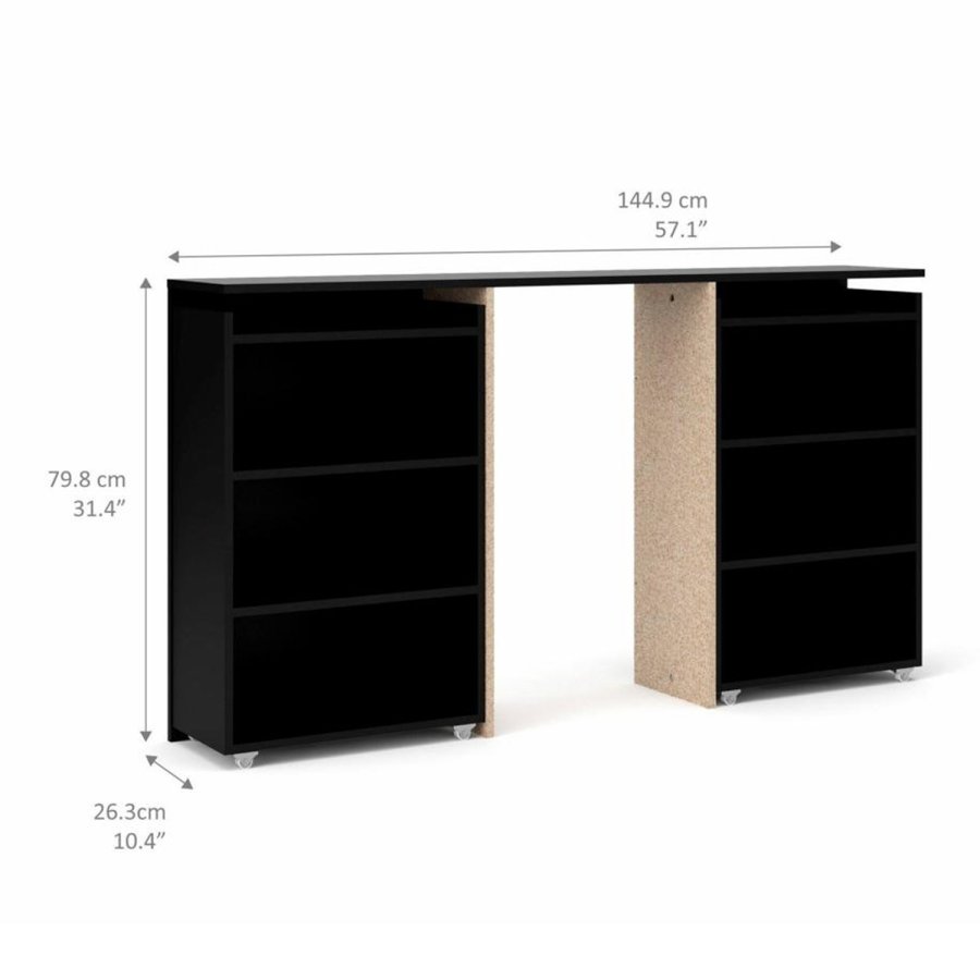 TVILUM Naia hovedgavl, m. 8 hylder - sort folie (140cm)