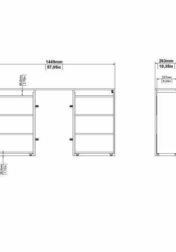 TVILUM Naia hovedgavl, m. 8 hylder - sort folie (140cm)