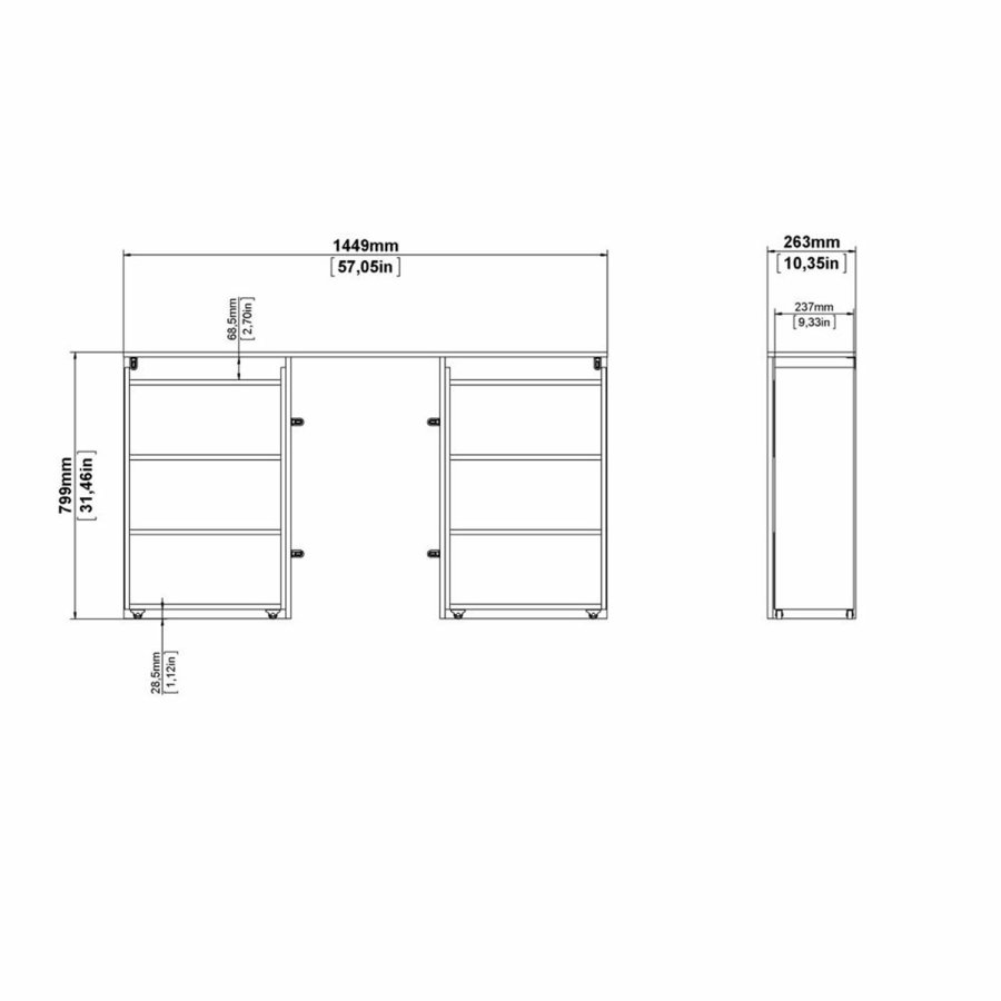 TVILUM Naia hovedgavl, m. 8 hylder - sort folie (140cm)