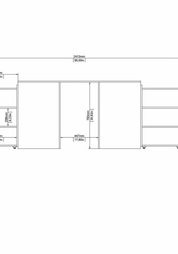TVILUM Naia hovedgavl, m. 8 hylder - sort folie (140cm)