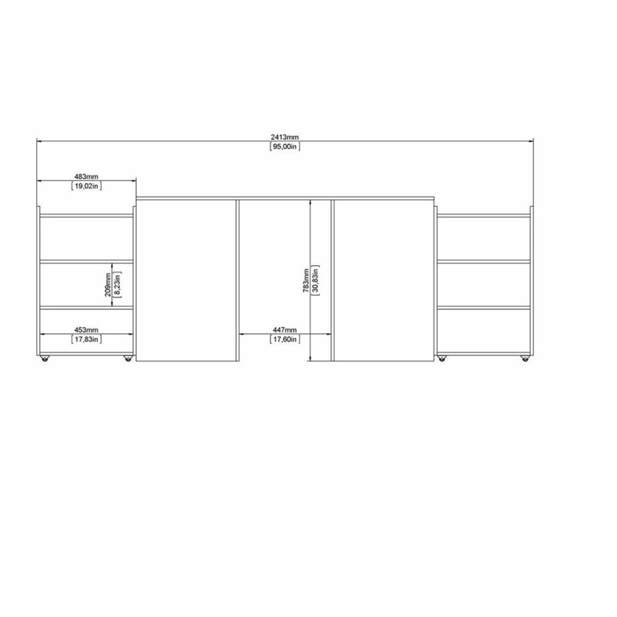 TVILUM Naia hovedgavl, m. 8 hylder - sort folie (140cm)