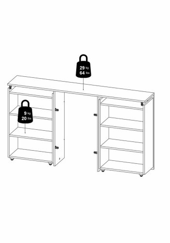 TVILUM Naia hovedgavl, m. 8 hylder - sort folie (140cm)