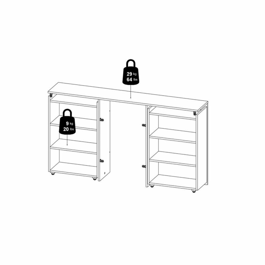 TVILUM Naia hovedgavl, m. 8 hylder - sort folie (140cm)