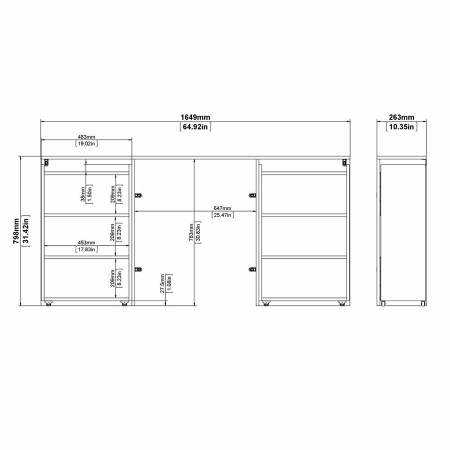 TVILUM Naia hovedgavl, m. 8 hylder - sort folie (160cm)