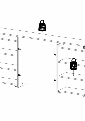 TVILUM Naia hovedgavl, m. 8 hylder - sort folie (160cm)
