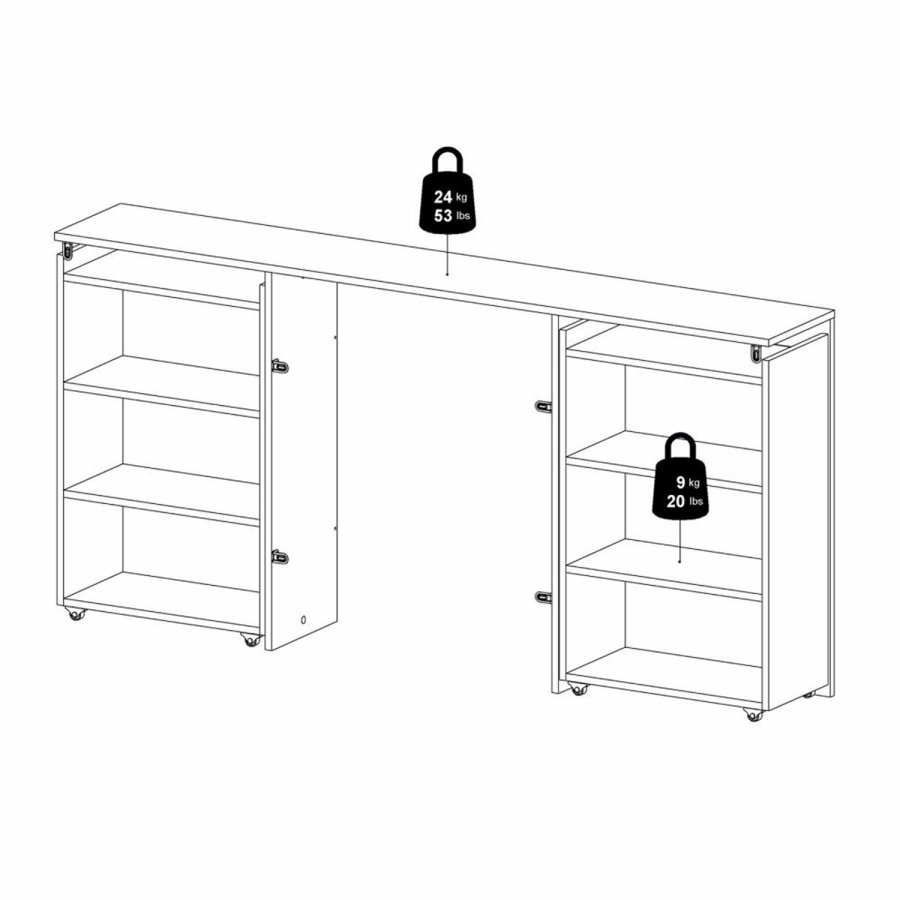 TVILUM Naia hovedgavl, m. 8 hylder - sort folie (160cm)