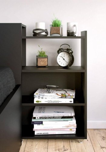 TVILUM Naia hovedgavl, m. 8 hylder - sort folie (160cm)