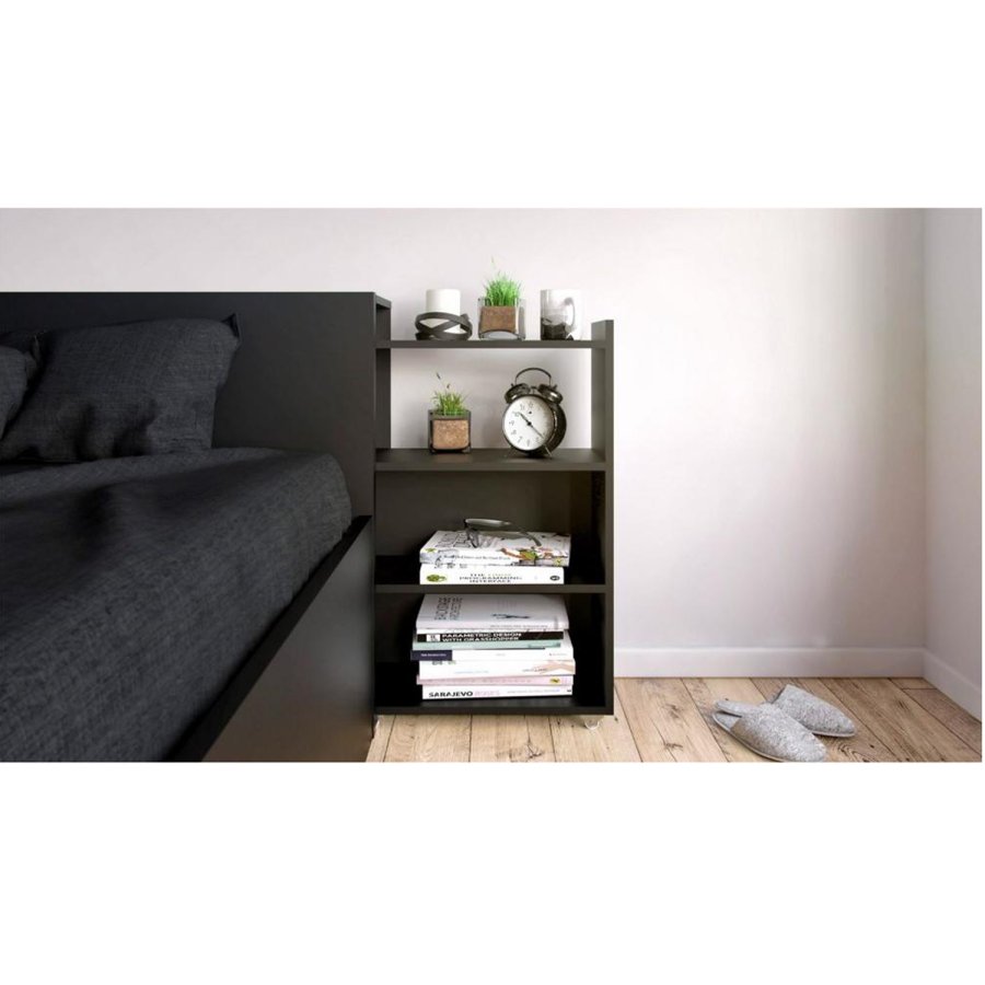 TVILUM Naia hovedgavl, m. 8 hylder - sort folie (160cm)