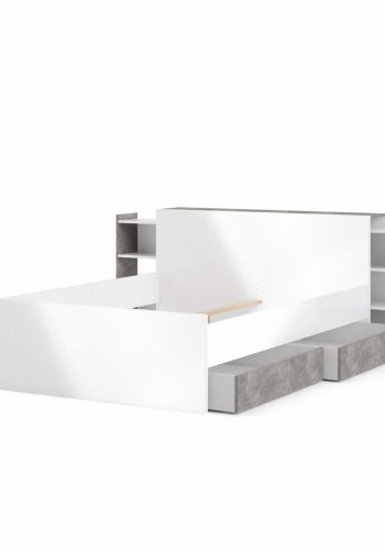 TVILUM Naia hovedgavl, m. 8 hylder - gr og hvid folie (140cm)