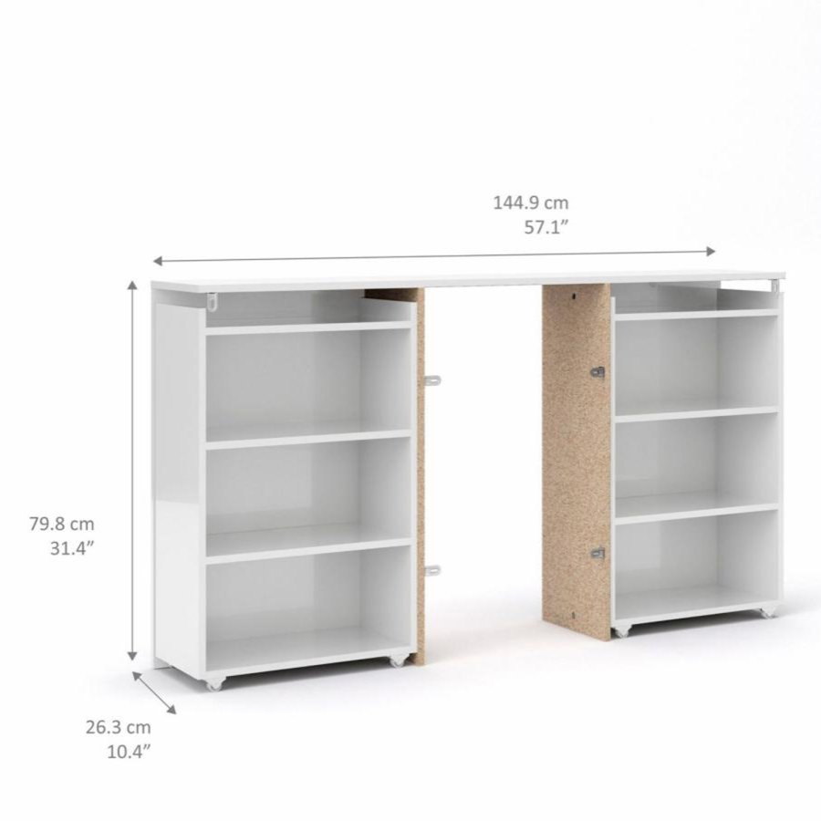 TVILUM Naia hovedgavl, m. 8 hylder - hvid spnplade (140cm)