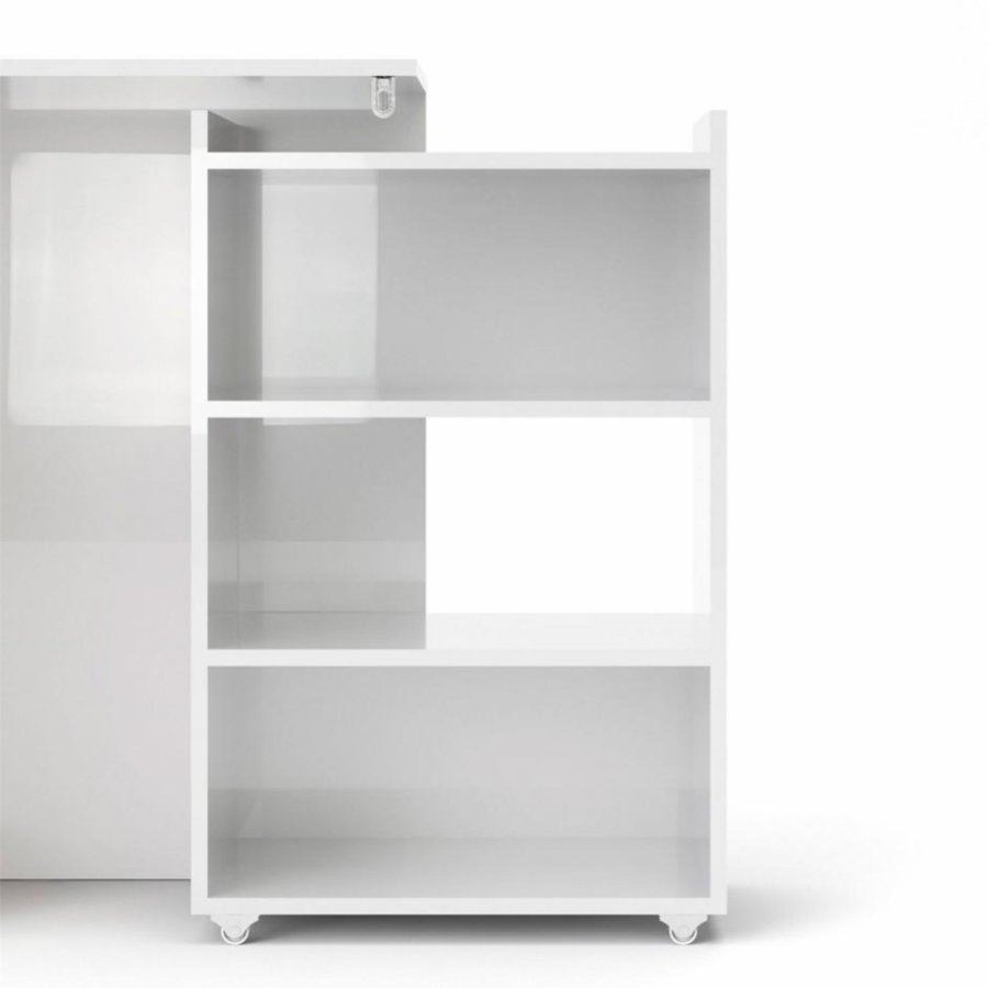 TVILUM Naia hovedgavl, m. 8 hylder - hvid spnplade (140cm)