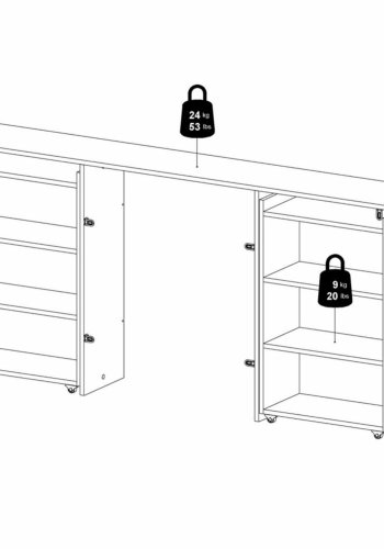 TVILUM Naia hovedgavl, m. med opbevaring - gr folie og spnplade (160cm)