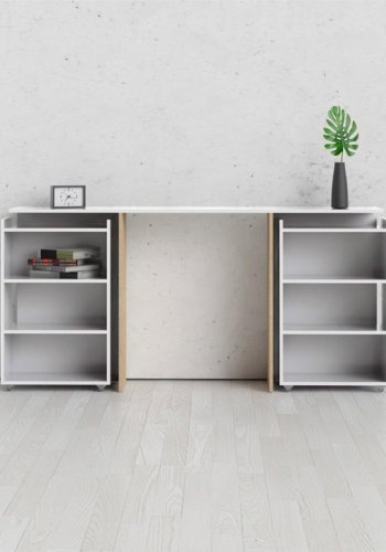 TVILUM Naia hovedgavl, m. 8 hylder - hvid spnplade (160cm)