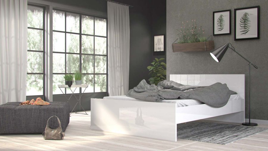 TVILUM Naia sengeramme - hvid hjglans (140x200)