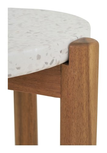 HOUSE NORDIC  Terracina Sidebord - Sidebord, akacie/terrazzo, natur<br>37x46 cm