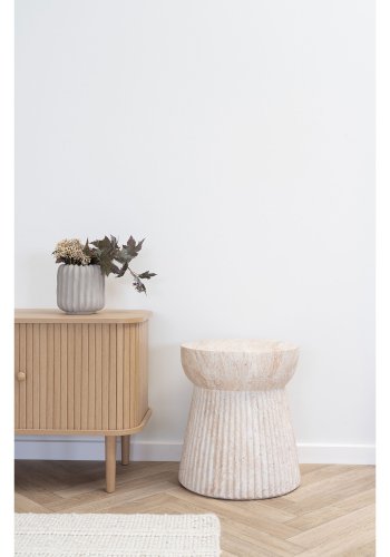 HOUSE NORDIC  Bonn Sidebord - Sidebord, fiberclay med rillet design, natur<br>37x43 cm