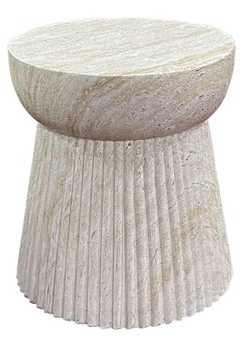 HOUSE NORDIC  Bonn Sidebord - Sidebord, fiberclay med rillet design, natur<br>37x43 cm