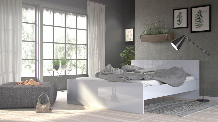 TVILUM Naia sengeramme - hvid hjglans (160x200) 