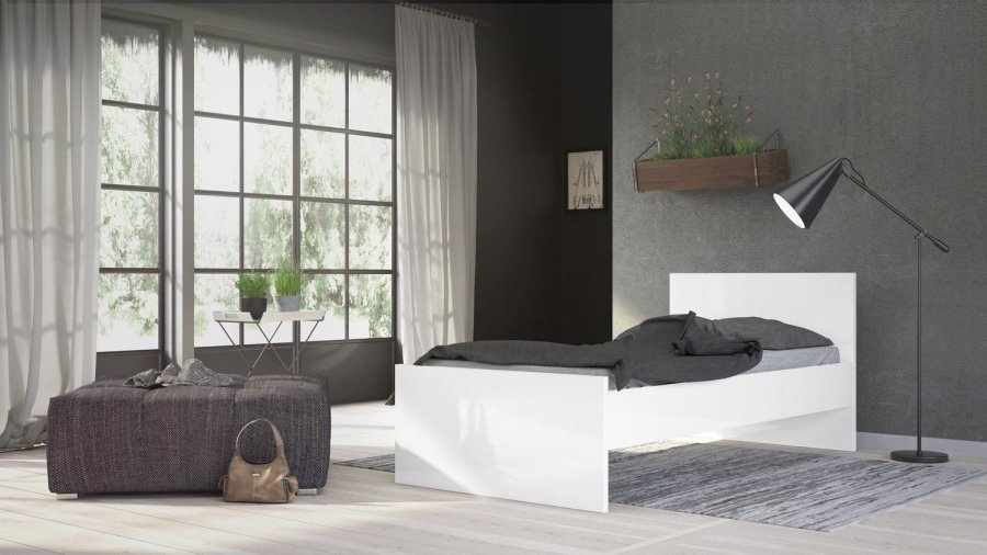 TVILUM Naia sengeramme - hvid hjglans (90x190) 