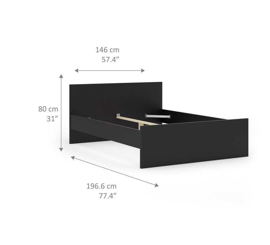 TVILUM Naia sengeramme - mat sort (140x190) 