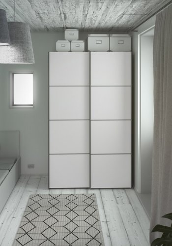 TVILUM Verona Skydedrsskab - hvid tr, 2 smalle skydedre