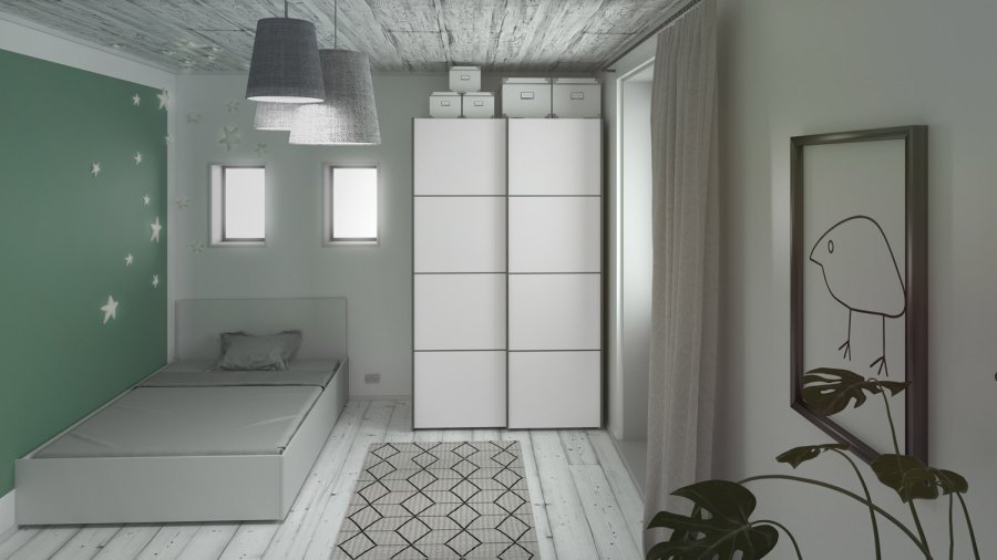 TVILUM Verona Skydedrsskab - hvid tr, 2 smalle skydedre