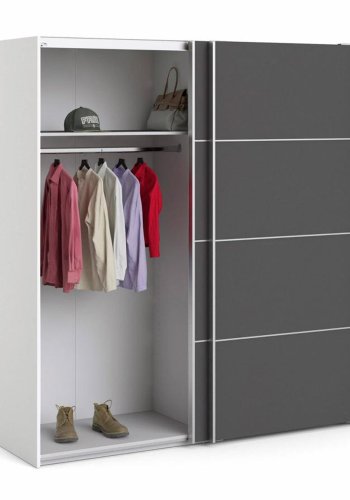 TVILUM Verona garderobeskab, m. 2 skydelger - hvid og gr folie