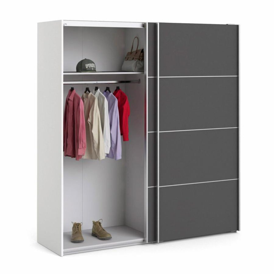 TVILUM Verona garderobeskab, m. 2 skydelger - hvid og gr folie